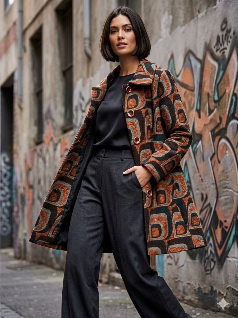 The Vintage Mid-Century Abstract Coat by La Fée Maraboutée